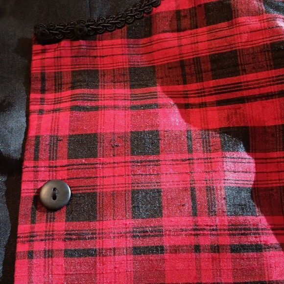 Maggy London Silk Plaid Cropped Jacket, Holiday, Schoolgirlcore - Picture 7 of 8